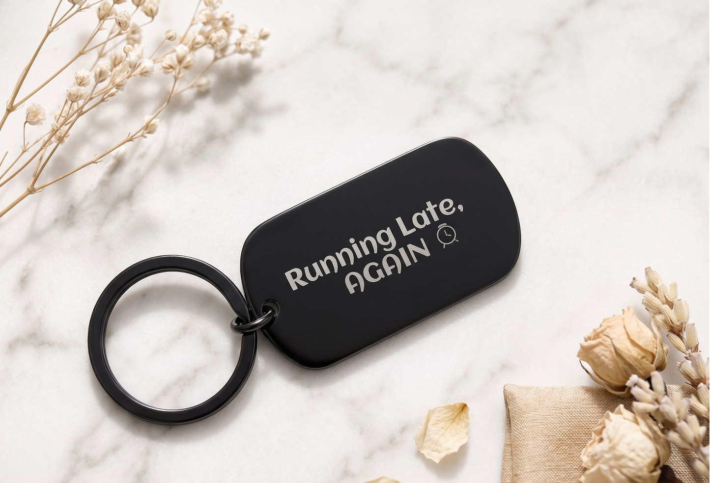 Black Stainless Steel Keychain | Custom Engraved Funny Keyring for Cars, Keys, Gifts & Everyday Carry