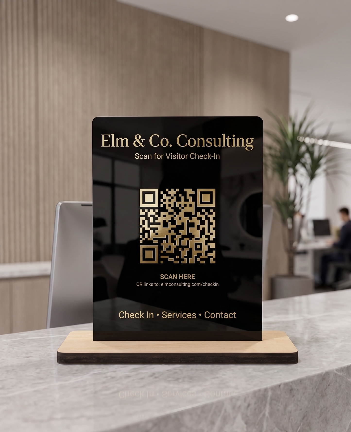 Custom Business QR Code Sign | Acrylic & Timber Display Stand for Cafés, Salons, Florists, Offices & Small Businesses