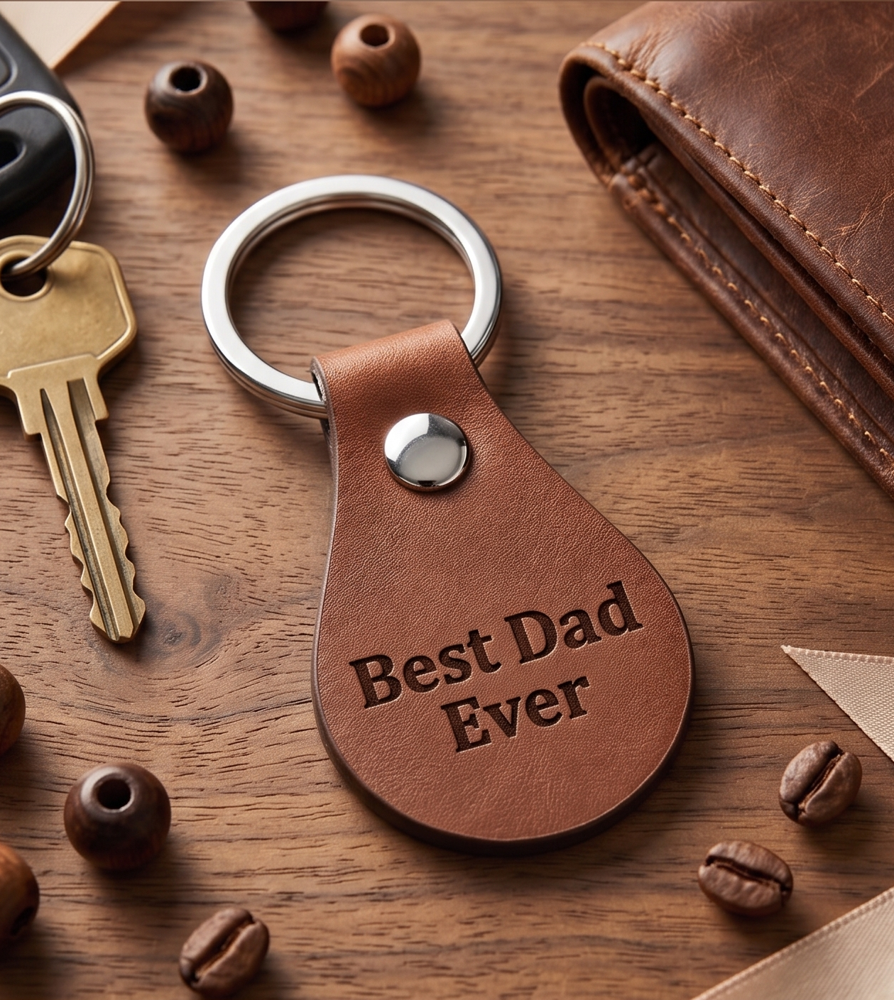 Personalised PU Leather Keychain | Custom Engraved PU Leather Keyring for Dad, Mum, Drivers, Gifts & Business Branding