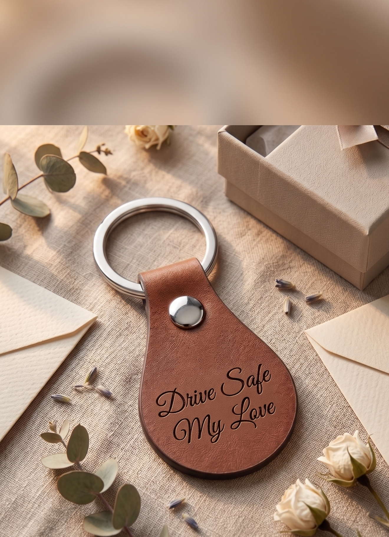 Personalised PU Leather Keychain | Custom Engraved PU Leather Keyring for Dad, Mum, Drivers, Gifts & Business Branding