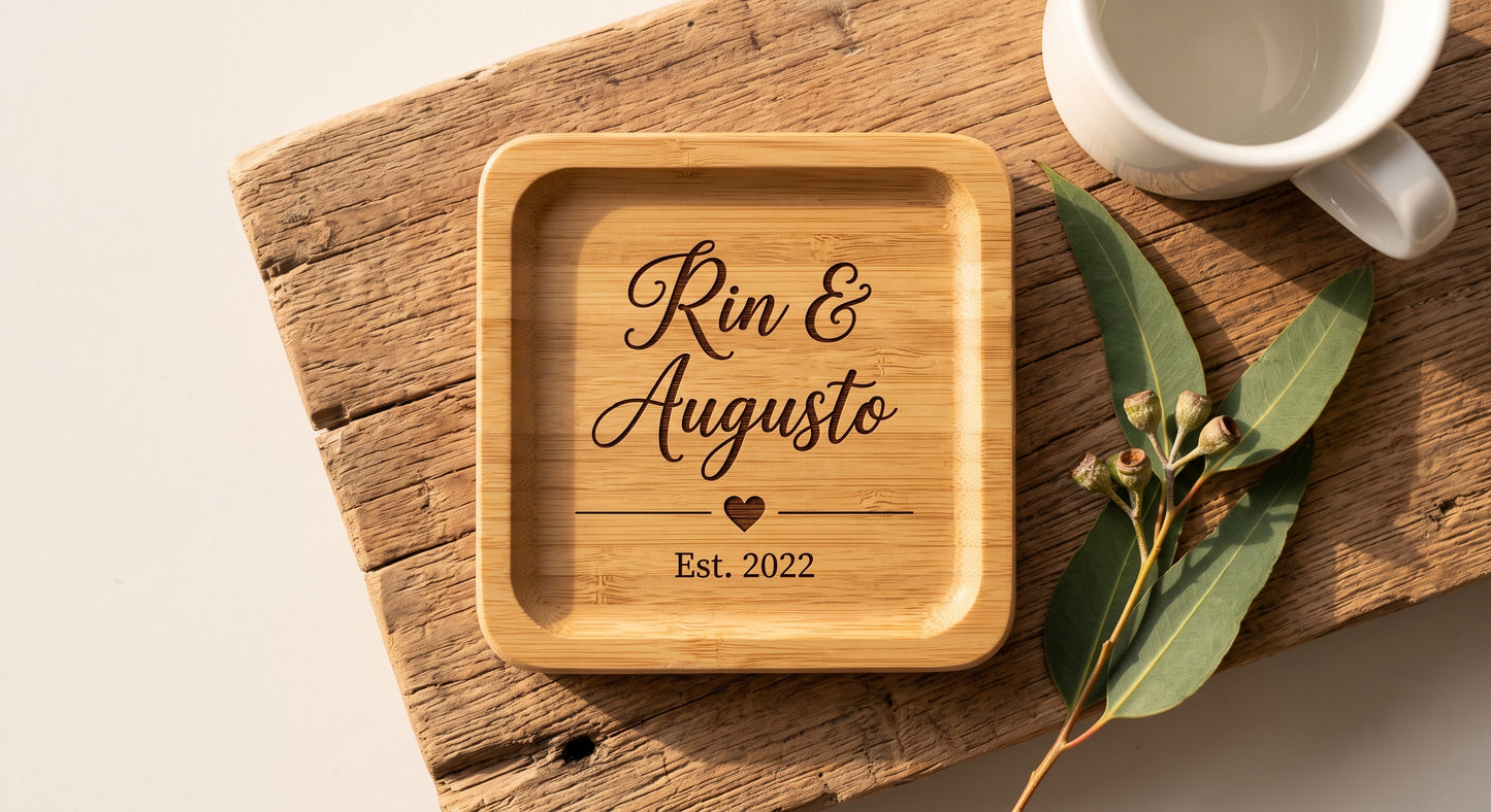 Personalised Wooden High Edge Coaster | Custom Engraved 9cm Coaster (4-pack)