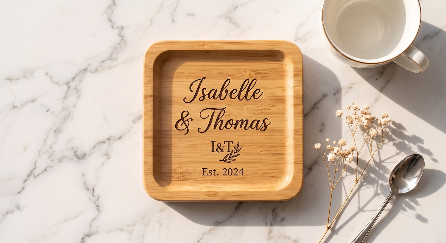 Personalised Wooden High Edge Coaster | Custom Engraved 9cm Coaster (4-pack)