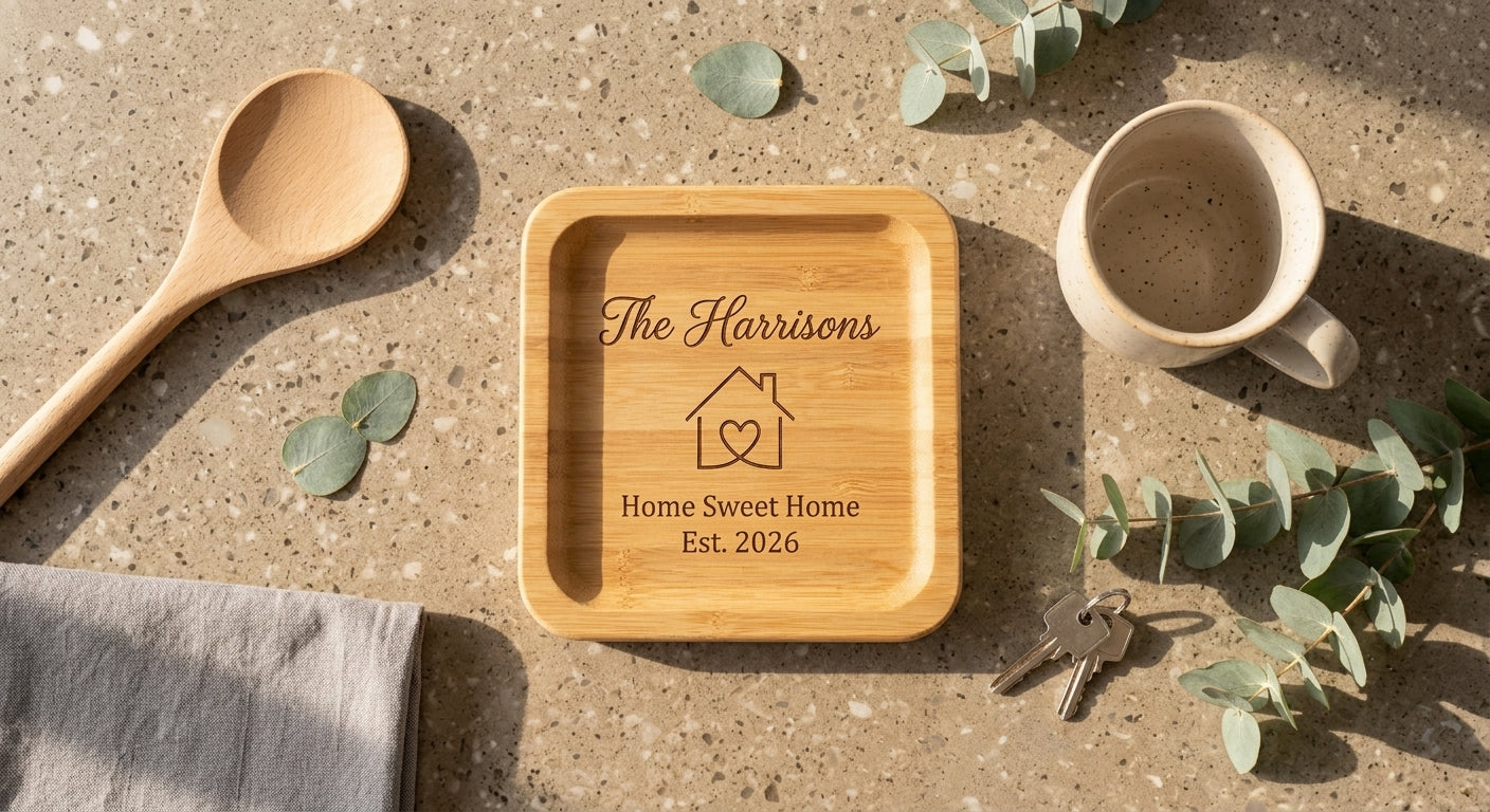 Personalised Wooden High Edge Coaster | Custom Engraved 9cm Coaster (4-pack)