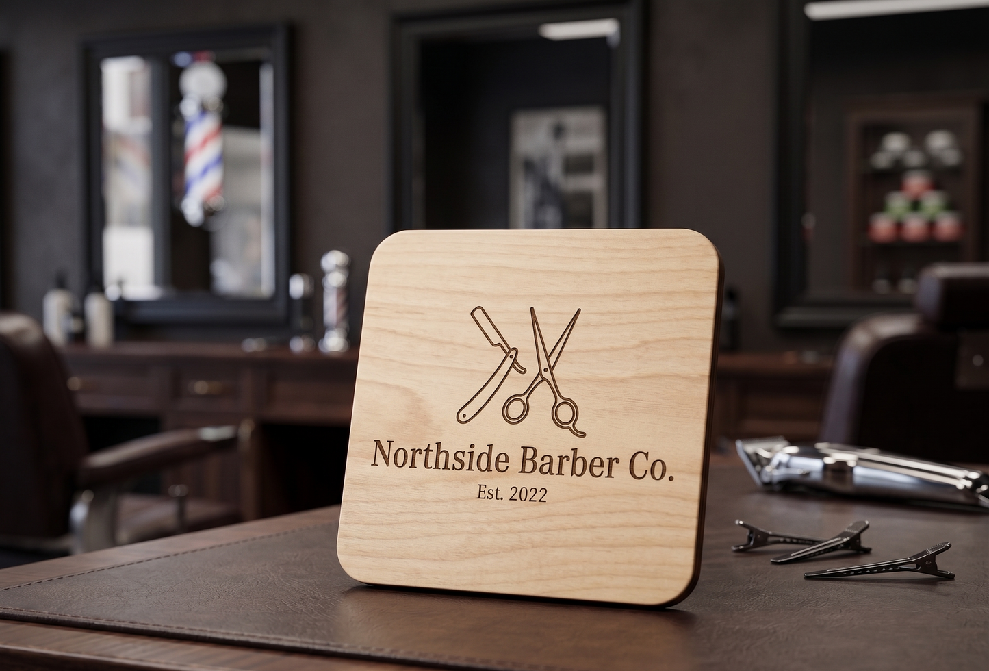Custom Wooden Business Coasters (4-pack) | Laser Engraved Logo Coasters for Cafés, Restaurants, Salons & Corporate Gifts