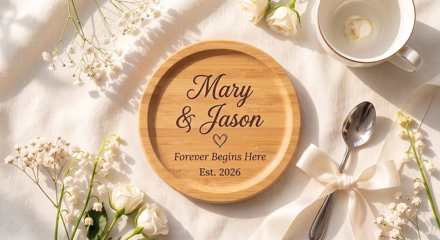 Personalised Wooden High Edge Coaster | Custom Engraved 9cm Coaster (4-pack)