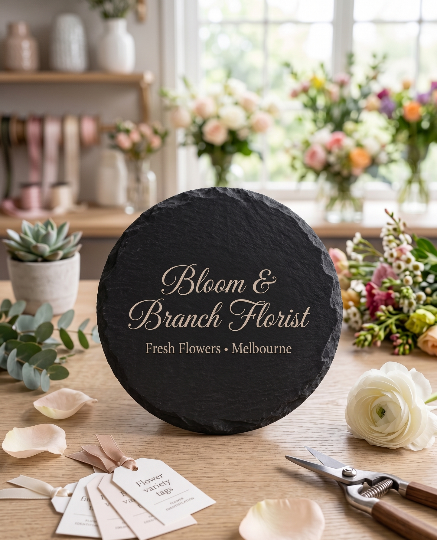 Personalised Slate Coasters (4-pack) | Custom Engraved Stone Coasters for Weddings, Homes, Cafés & Gifts