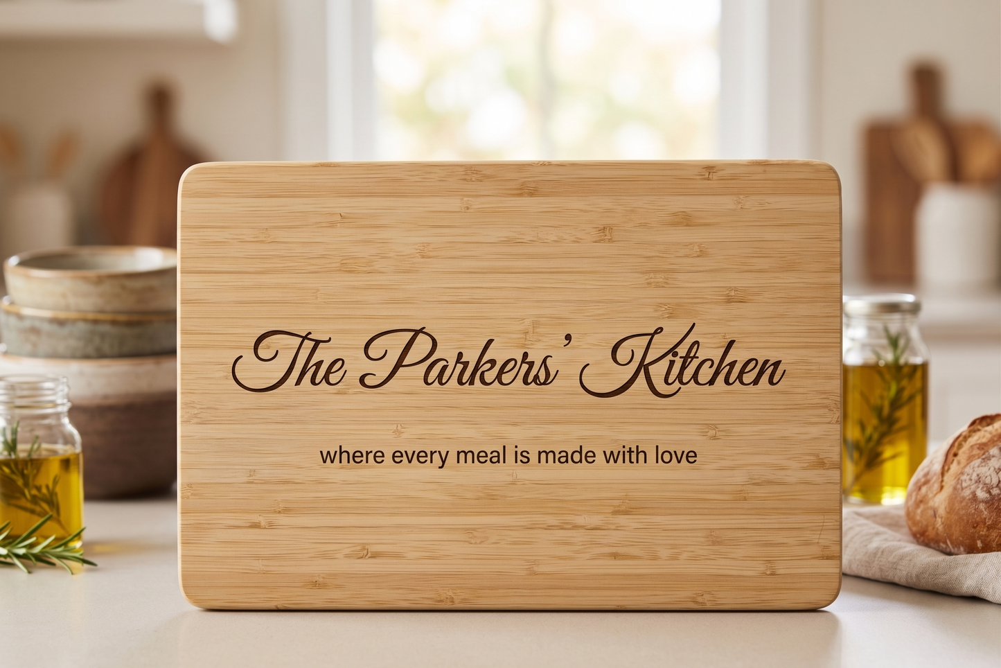 Personalised Bamboo Cutting Board | Custom Engraved Kitchen Board for Weddings, Housewarming Gifts & Family Kitchens