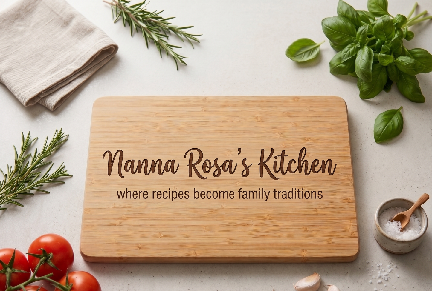 Personalised Bamboo Cutting Board | Custom Engraved Kitchen Board for Weddings, Housewarming Gifts & Family Kitchens