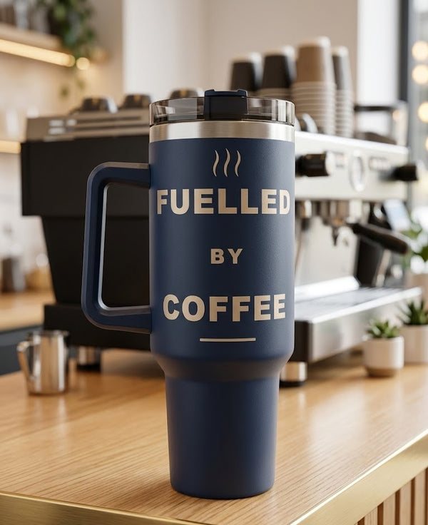 Personalised 40 oz Tumbler with Handle | Custom Engraved Leak Proof Travel Cup with Lid